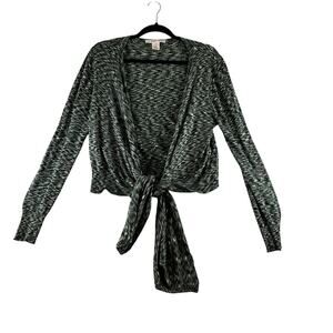 Nine & Company Cardigan Sweater Women's Large Silk Cotton Waterfall Space Dye